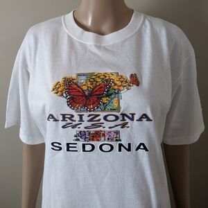Arizona Sedona Butterfly White Tshirt, Size Medium